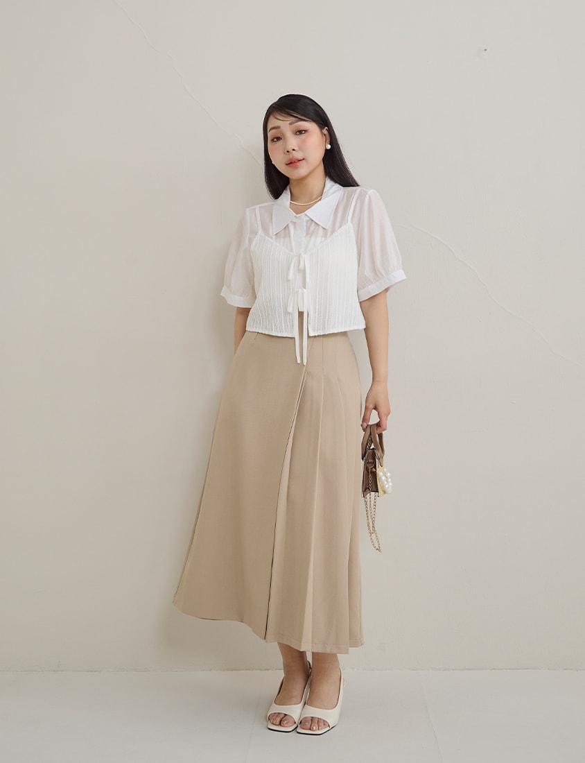 MISS. Faux Two Piece Sheer Plus Size Shirt (with Inner Tank Top)