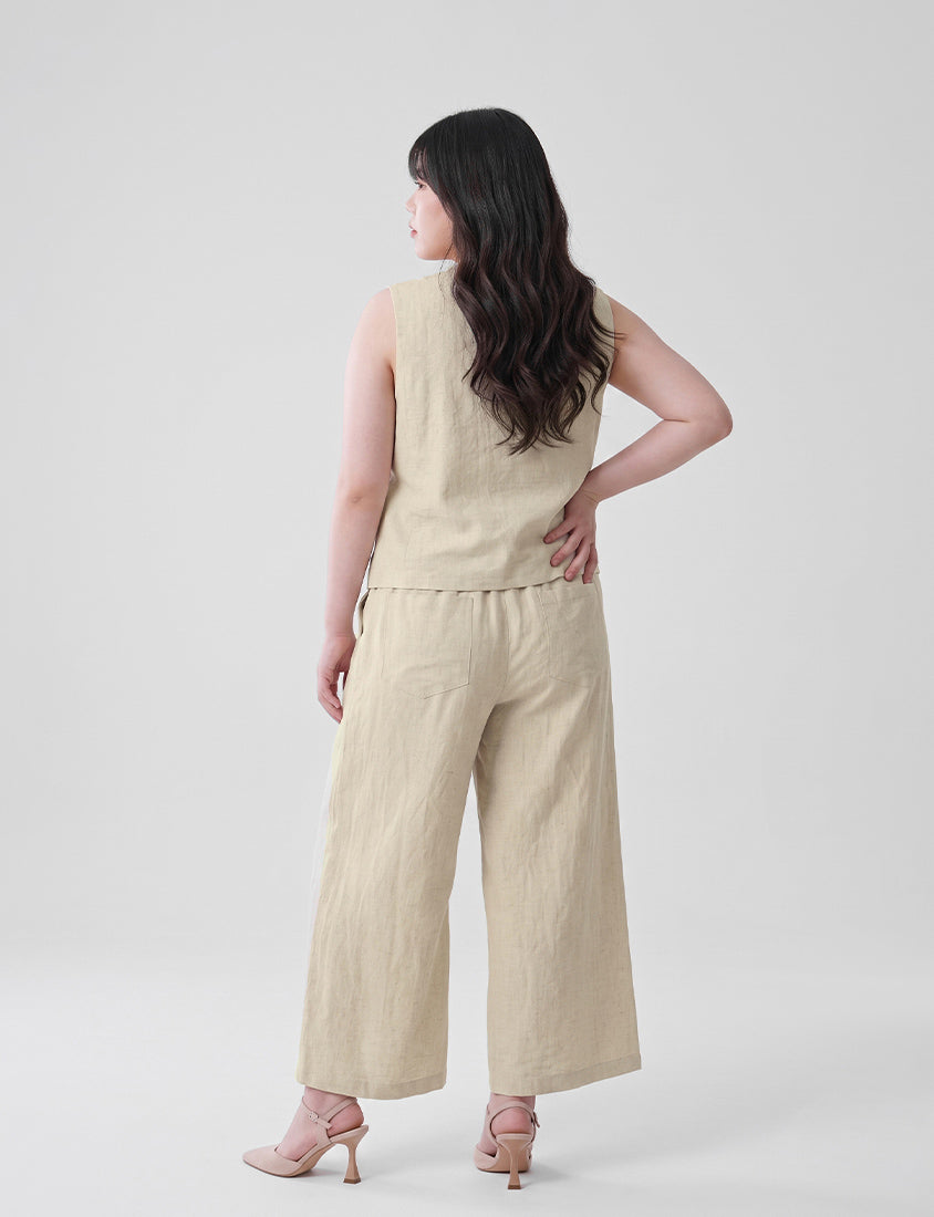 MISS. Tencel Linen Tailored Plus Size Vest