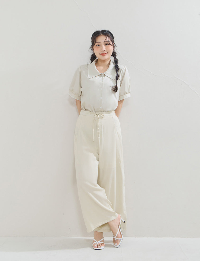 Lightweight Linen-Blend Plus Size Drawstring Pants