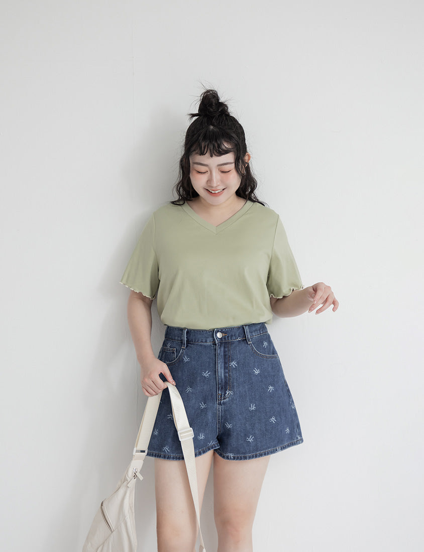 (V Neck) Zero Sweat Mark Cooling Plus Size Tee