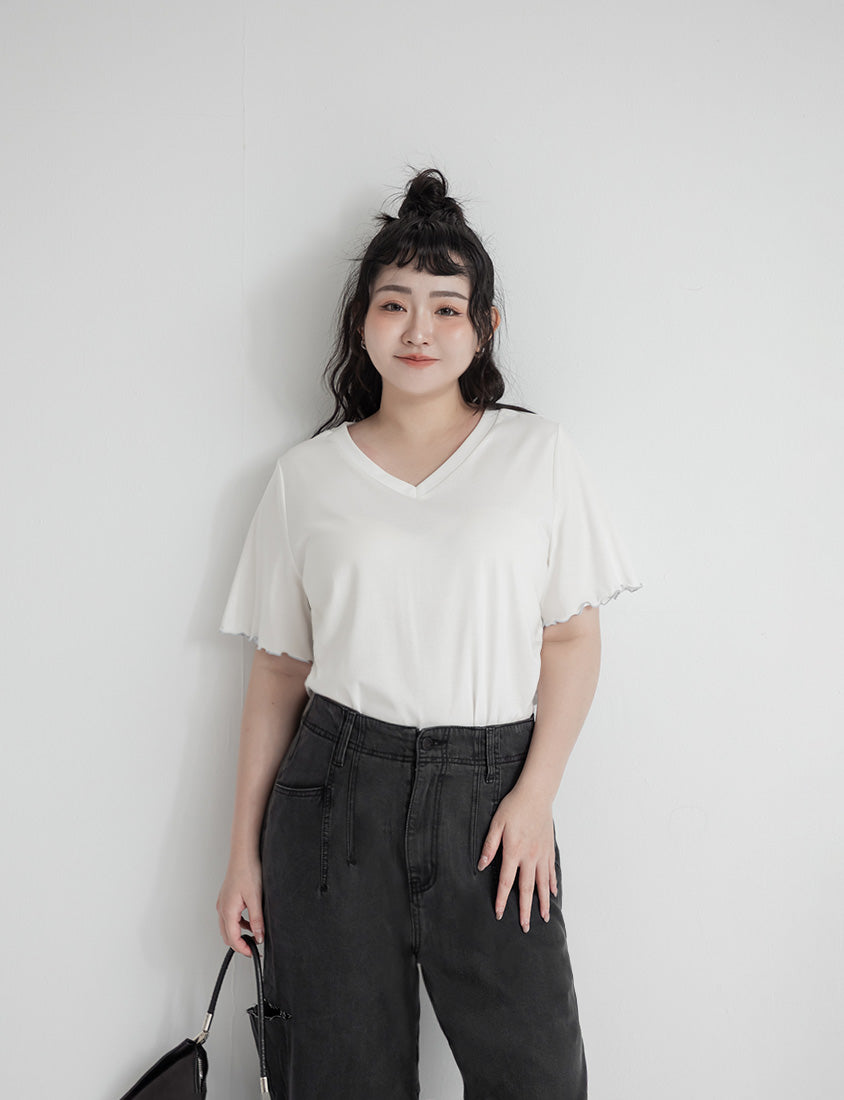(V Neck) Zero Sweat Mark Cooling Plus Size Tee