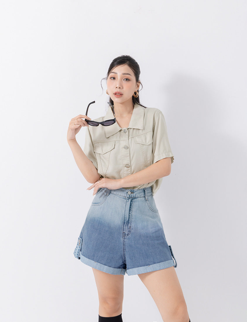 MUA! Gradient Cuffed Denim Plus Size Shorts