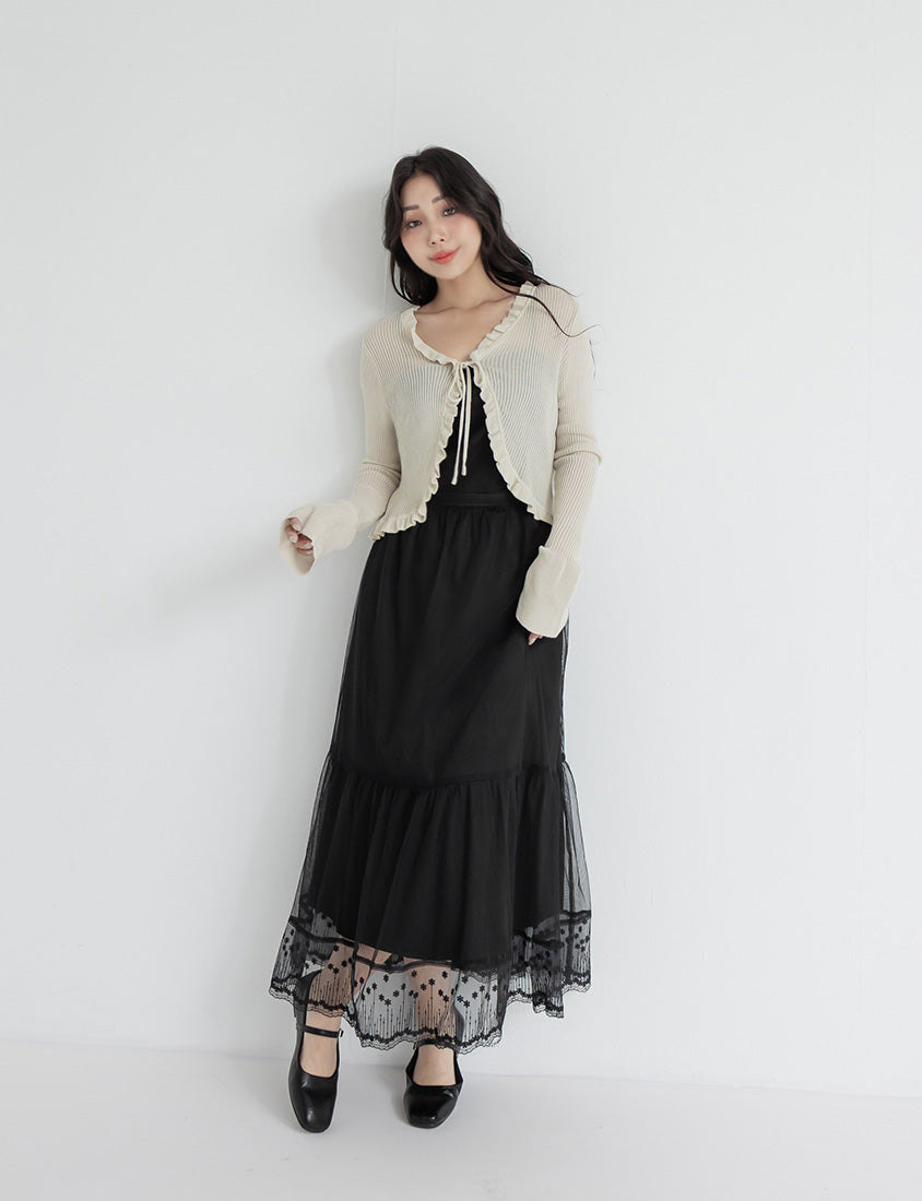 Instant Cooling Tencel Blend Tie-Front Knit Plus Size Cardigan