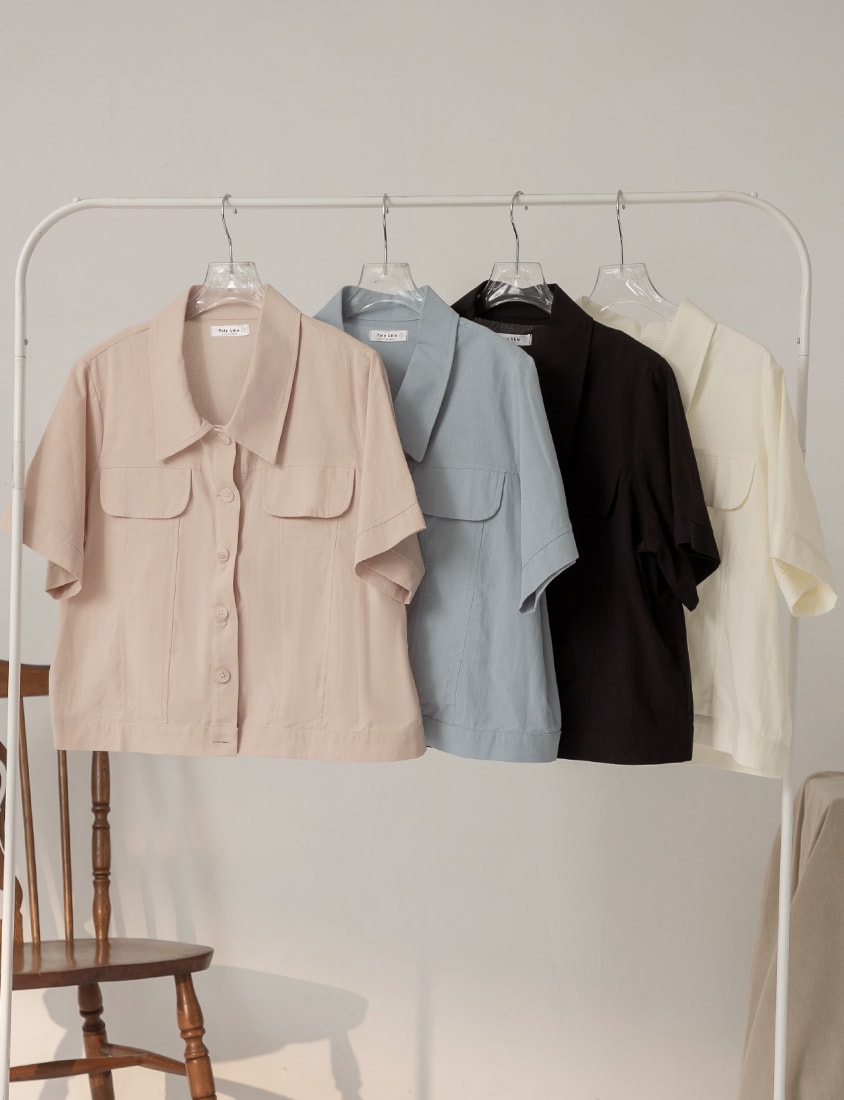 Spring Cotton Linen Stitch Plus Size Short Sleeve Shirt