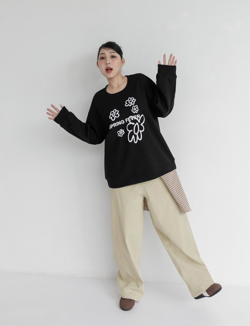 Sweet 3D Floral Plus Size Long Sleeve Sweatshirt