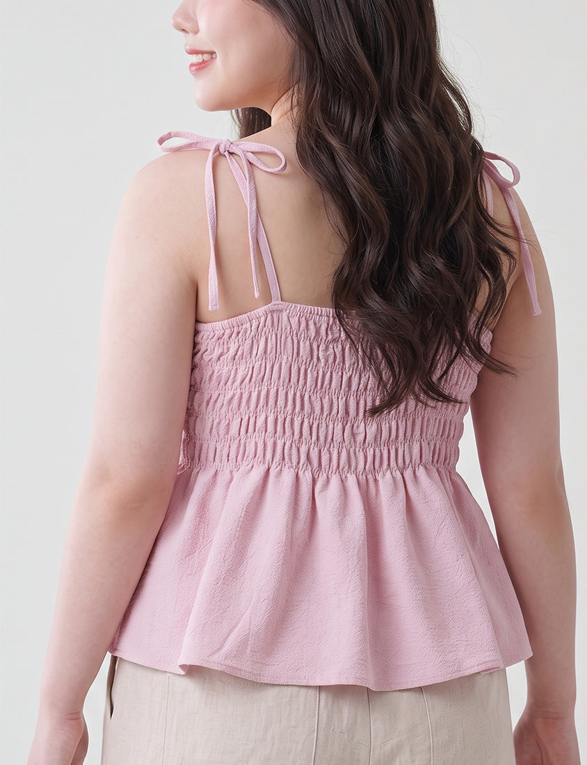 Cute Stretch Crinkled Tie Front Plus Size Layering Cami Vest