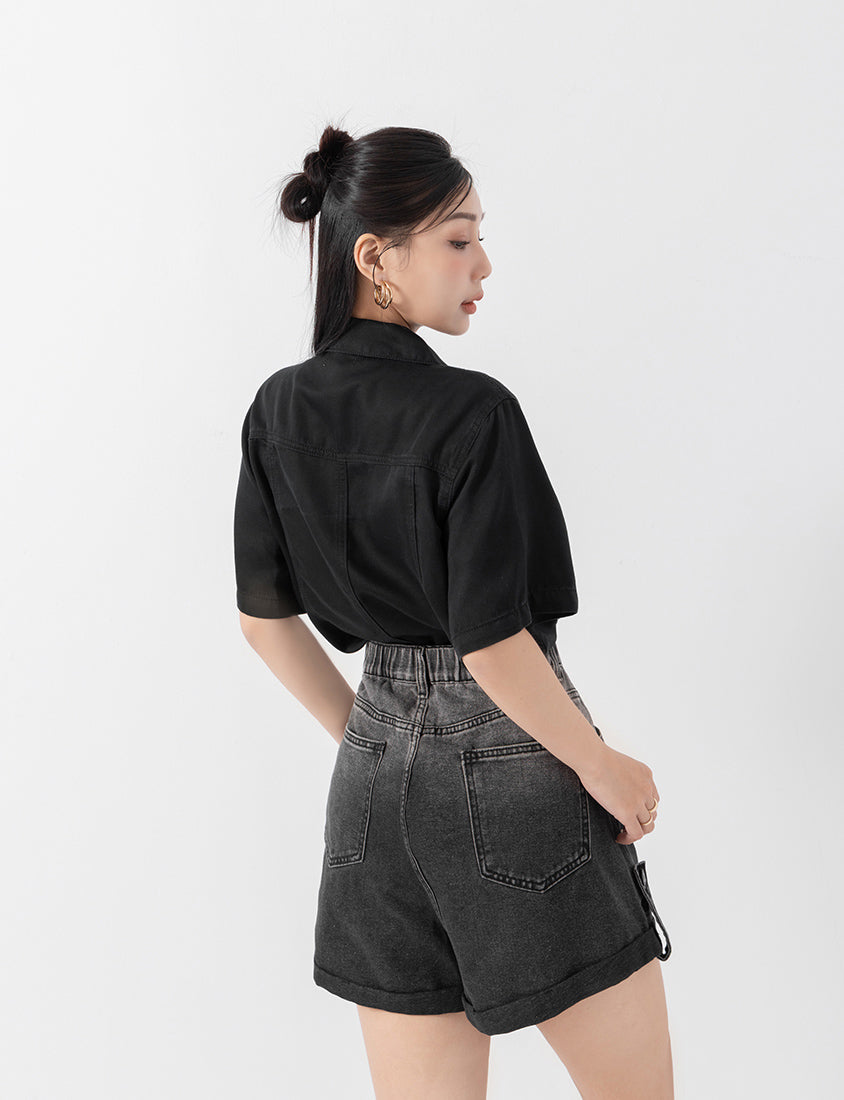 MUA! Gradient Cuffed Denim Plus Size Shorts