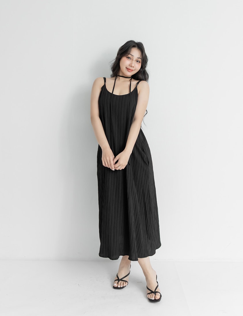 Sheer Shirt With Strap Dress Plus Size Set (With Waist Tie)