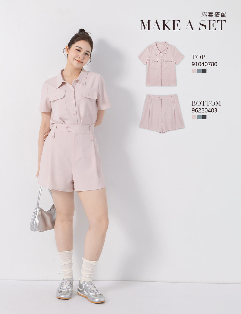 Contrast Stitch Lightweight Utility Chiffon Plus Size Shirt