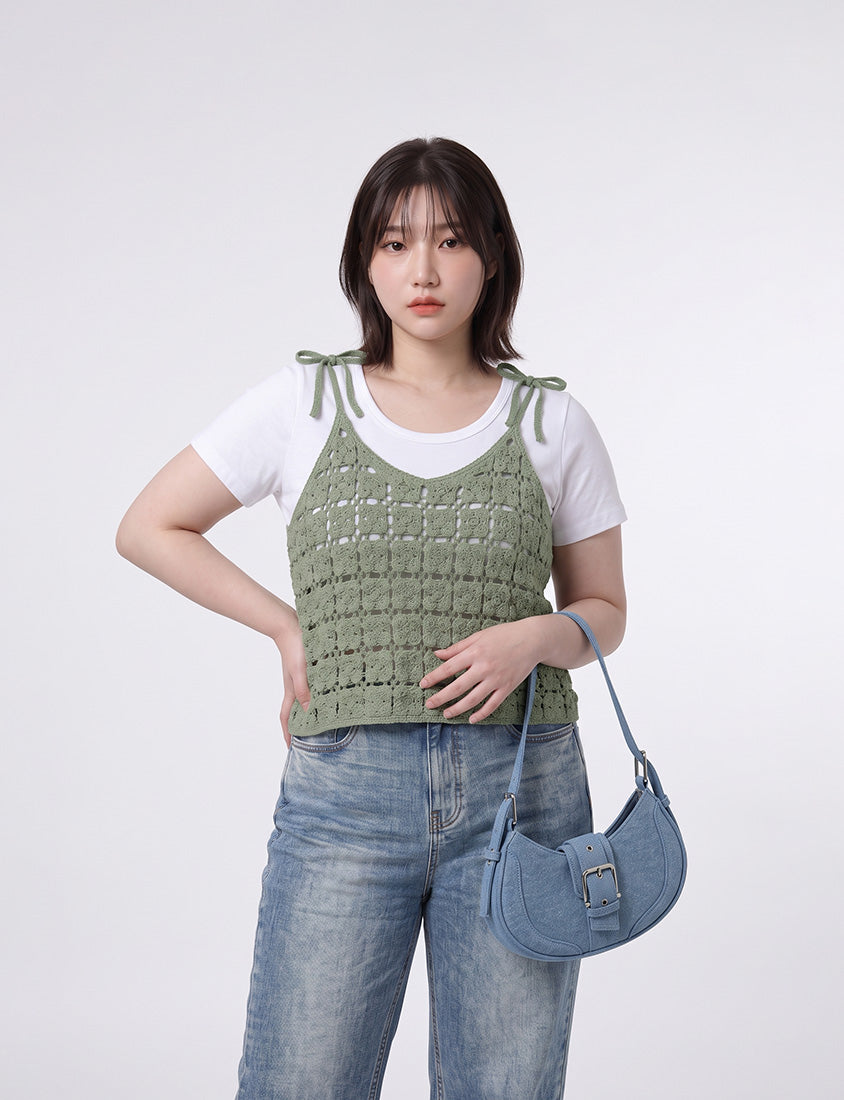 Japanese-Inspired Crochet Grid Plus Size  Vest