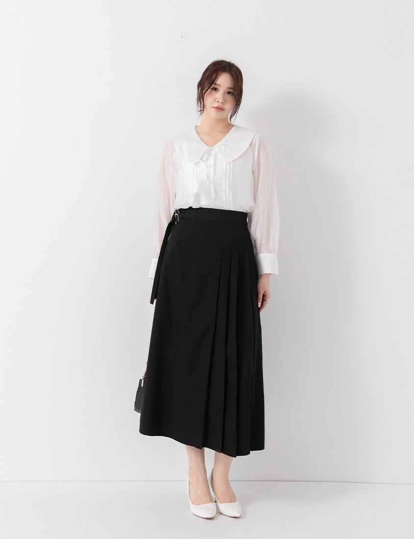 MISS. Ethereal Sheer Collared Plus Size Shirt (with Inner Cami)