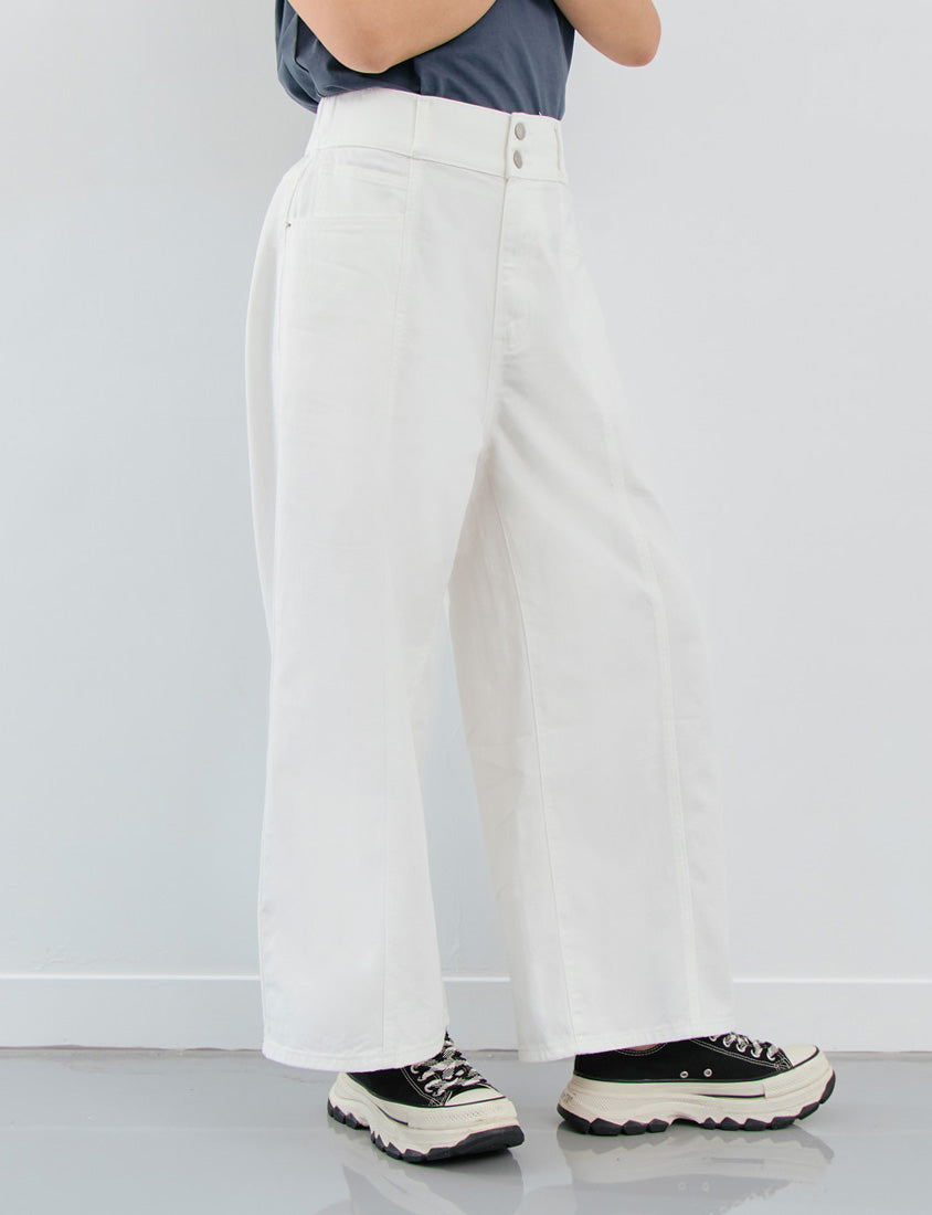 Standard Perfect Fit Twill Cotton Plus Size Wide Pants