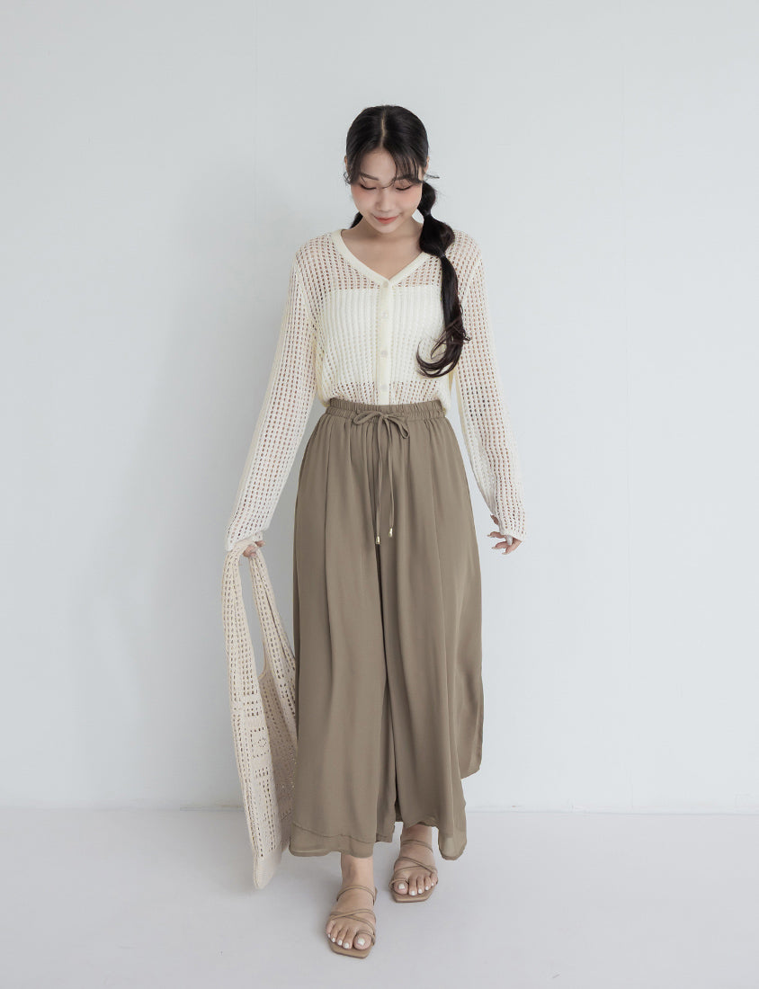 Flowy Layered Chiffon Plus Size Wide Leg Pants