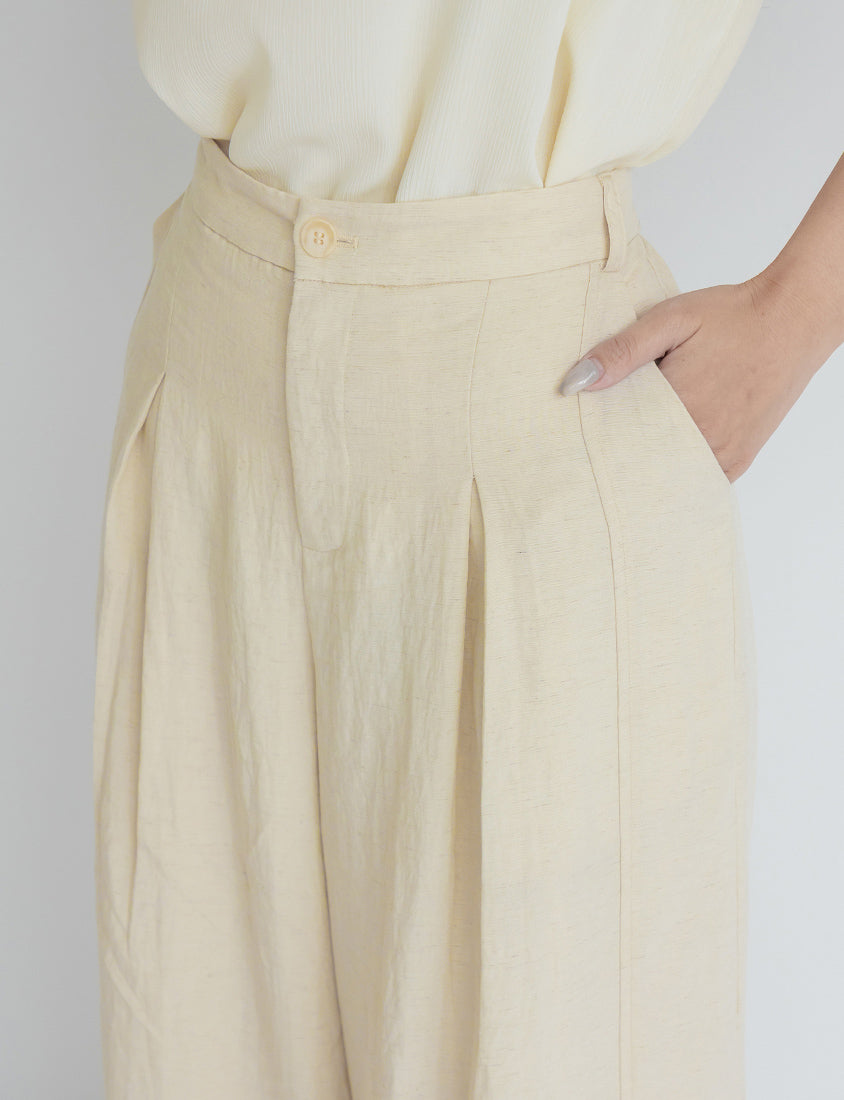 MISS. Tencel Linen Cropped Plus Size Tailored Pants