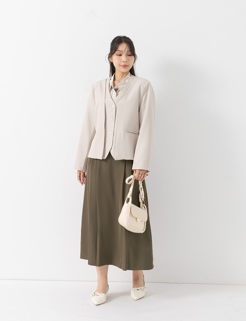 MISS. Chic Faux Two-Piece Collarless Suit Plus Size Jacket