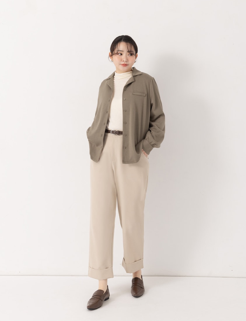MISS. Korean Style Cloud Cotton Long Sleeve Plus Size Cuban Collar Shirt
