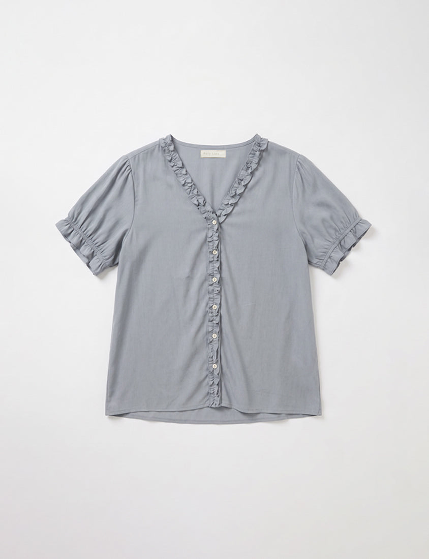 Romantic Ruffle V-Neck Short Sleeve Plus Size Blouse