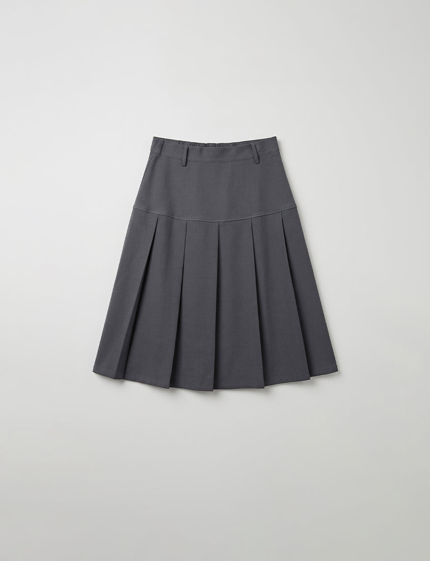 Preppy Wide Pleated Plus Size Midi Skirt