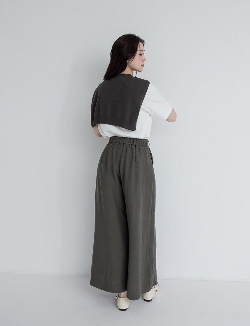 MISS. Tencel Linen Cropped Plus Size Tailored Pants
