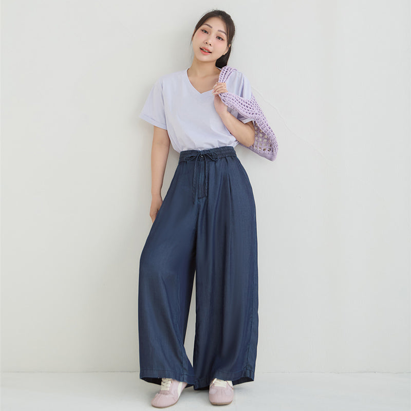Cooling Lyocell Denim Plus Size Drawstring Pants