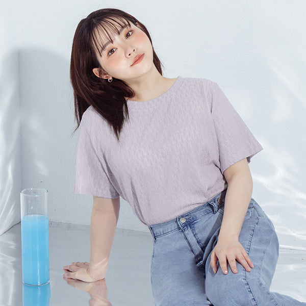 Basic Crinkle Plus Size Crewneck Top