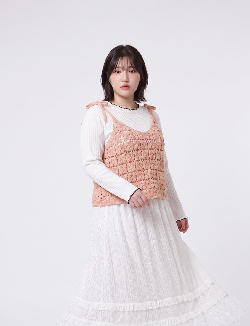 Japanese-Inspired Crochet Grid Plus Size  Vest