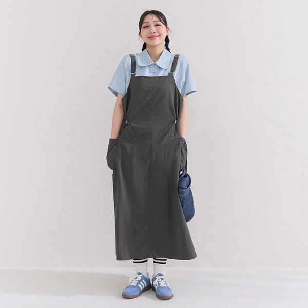 Light Utility Adjustable Strap Plus Size Maxi Dress