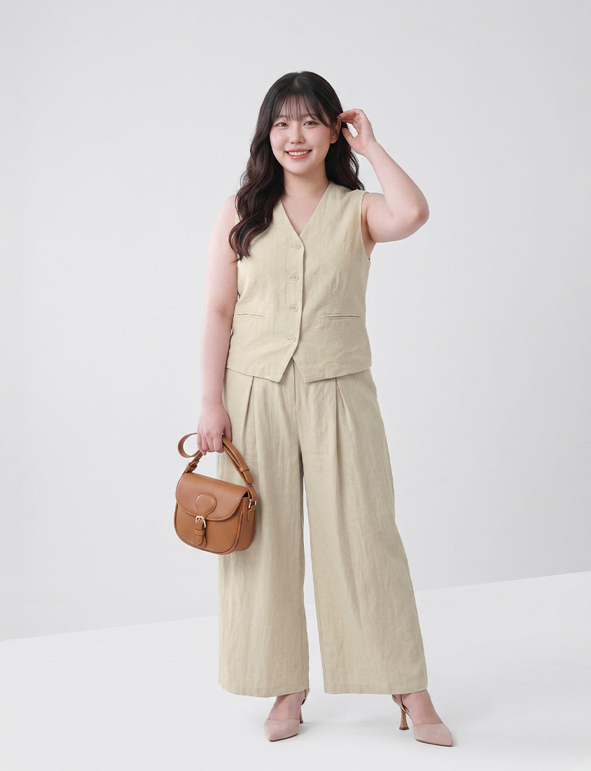 MISS. Tencel Linen Tailored Plus Size Vest