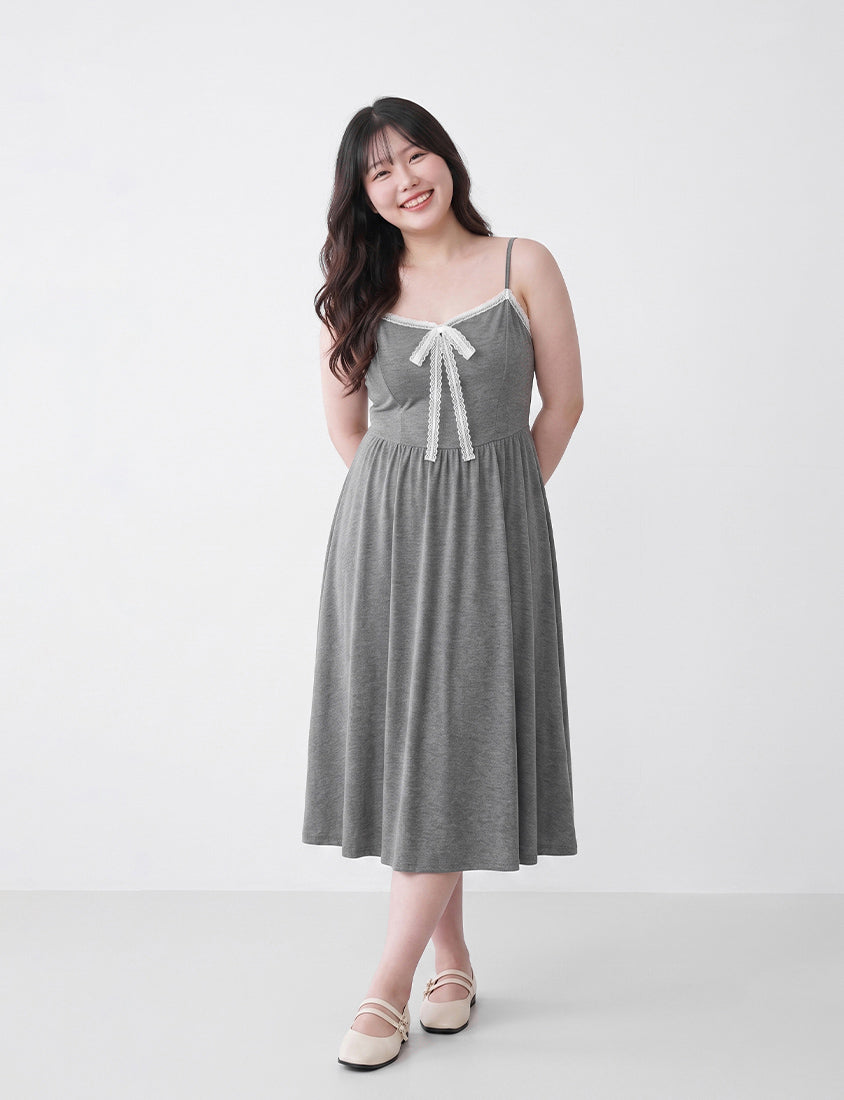 French Style Minimalist Adjustable Plus Size Cami Maxi Dress