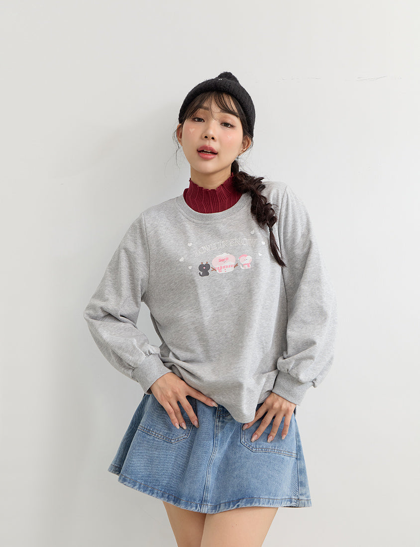 Winter Heart Print Plus Size Sweatshirt (Little Heart Collab)