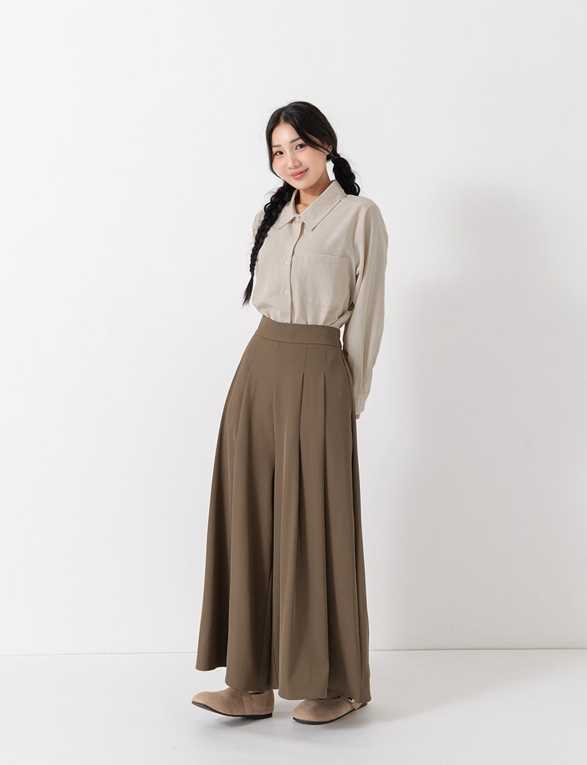 Instant Cooling Chiffon Pleated Plus Size Wide Leg Pants