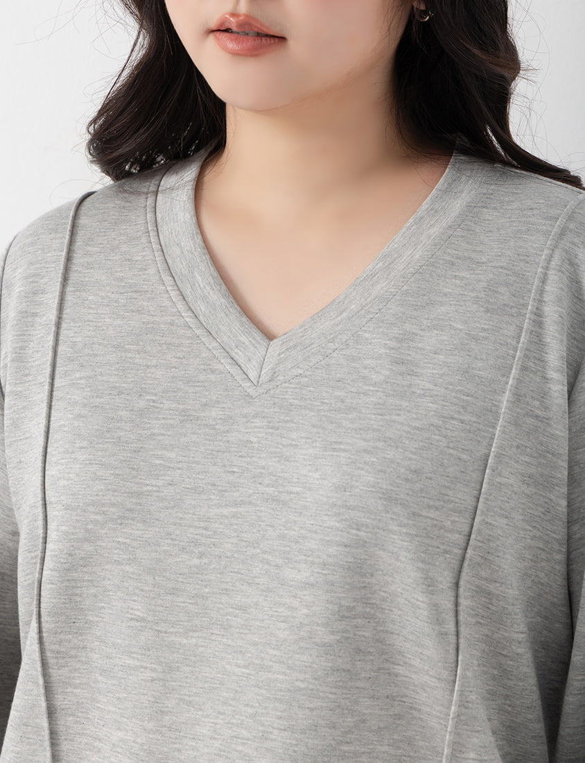 Apple-Shaped Friendly! Perfect Fit Seamed Yogurt Touch Plus Size Sweater