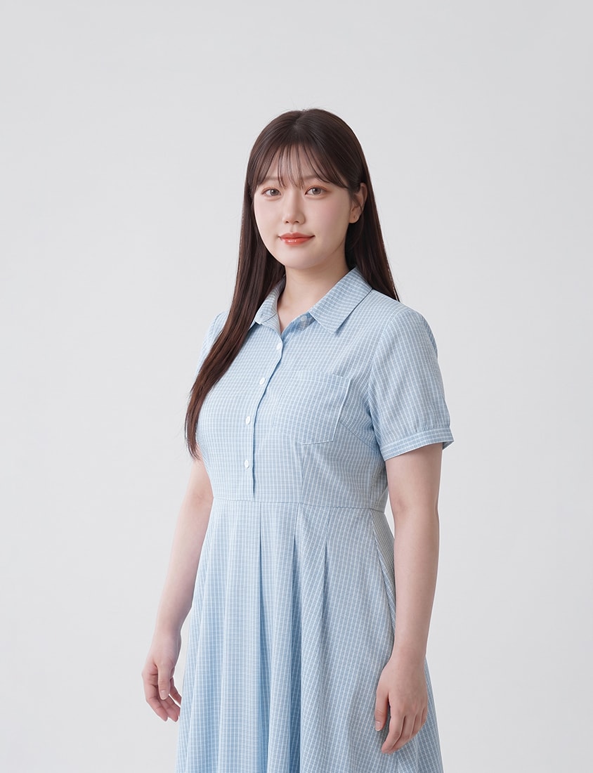 Collared Button-Up Gingham Plus Size Maxi Dress