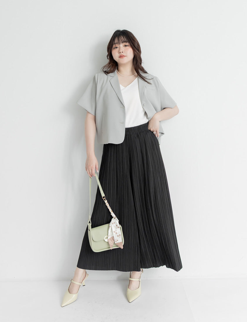 Silky Cool Fine Pleated  Plus Size Wide-Leg Pants