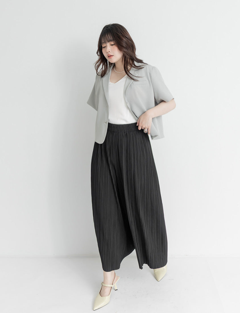 Silky Cool Fine Pleated  Plus Size Wide-Leg Pants