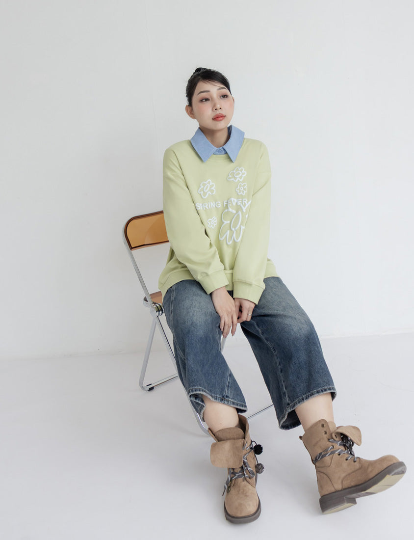 Sweet 3D Floral Plus Size Long Sleeve Sweatshirt