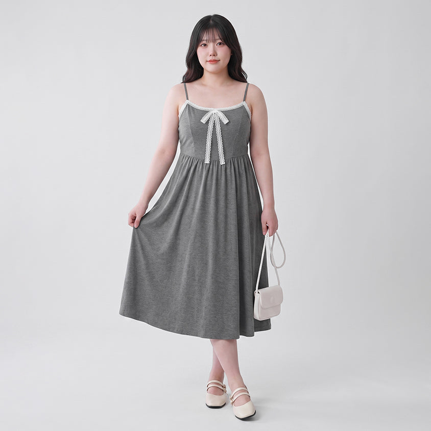 French Style Minimalist Adjustable Plus Size Cami Maxi Dress