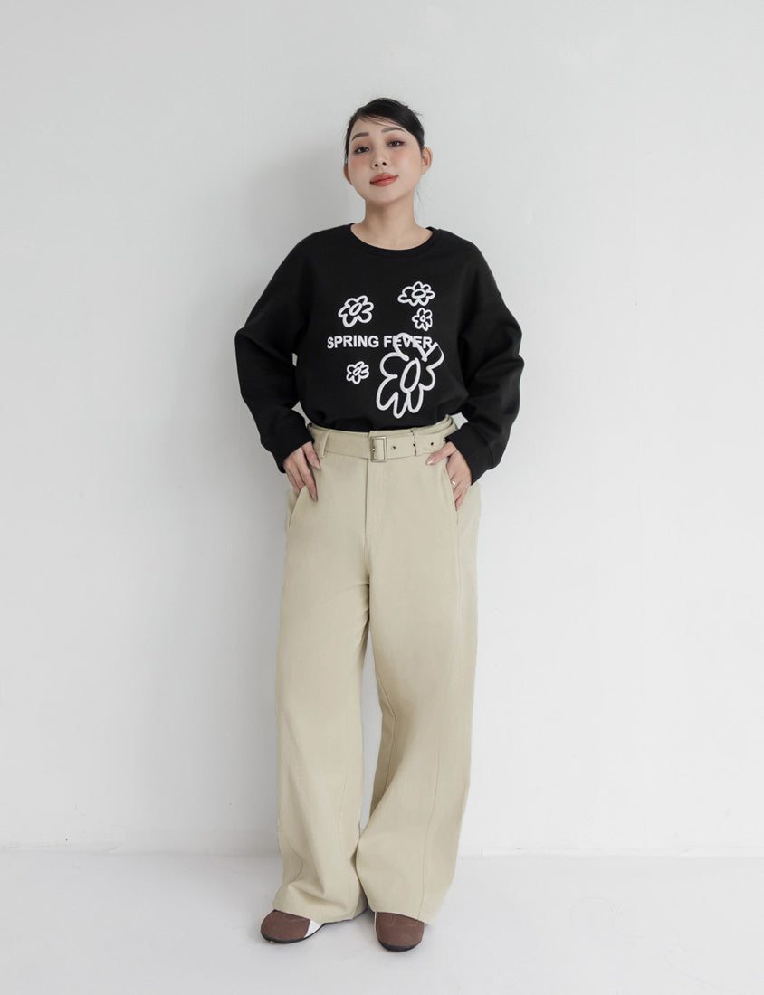 Sweet 3D Floral Plus Size Long Sleeve Sweatshirt