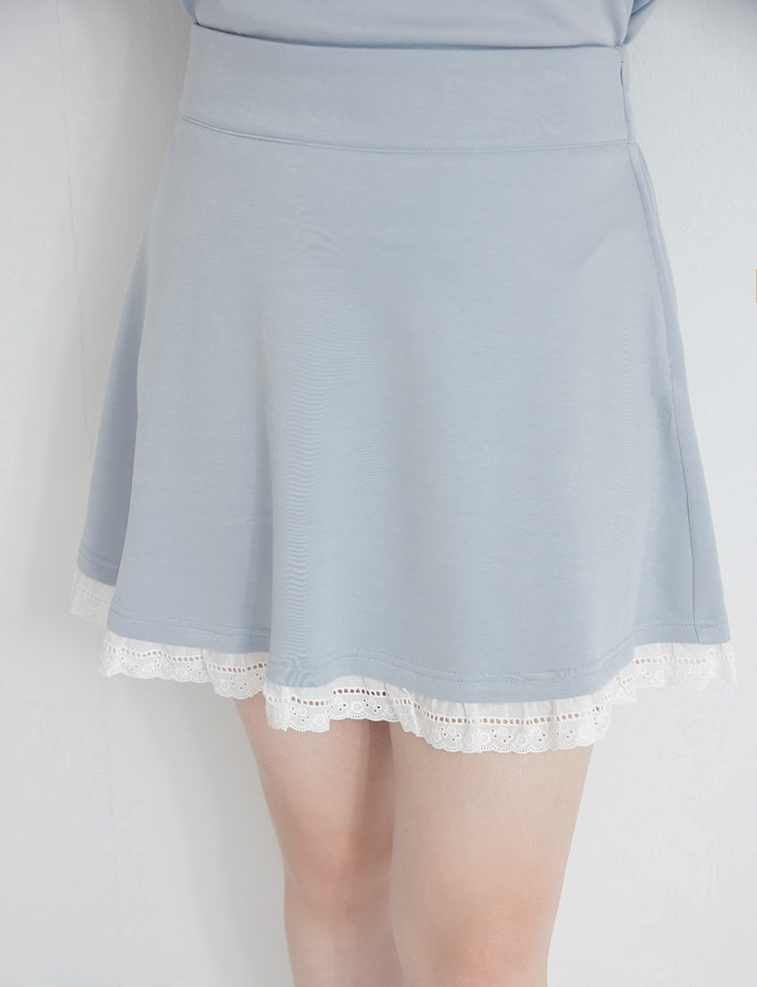 Lace Trim Cloud Cotton Plus Size Mini Skirt