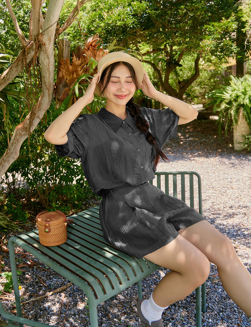 MISS. Lightweight Asymmetrical Crinkle Plus Size Shorts