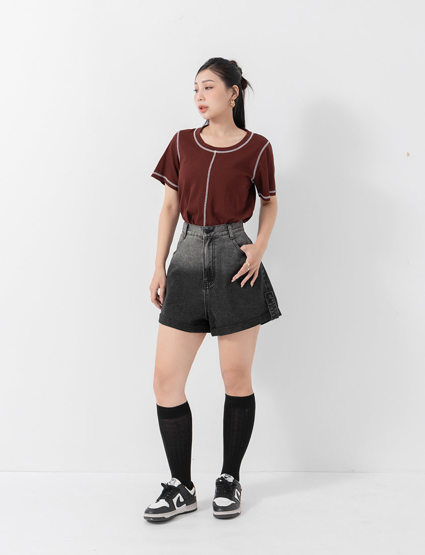 MUA! Gradient Cuffed Denim Plus Size Shorts