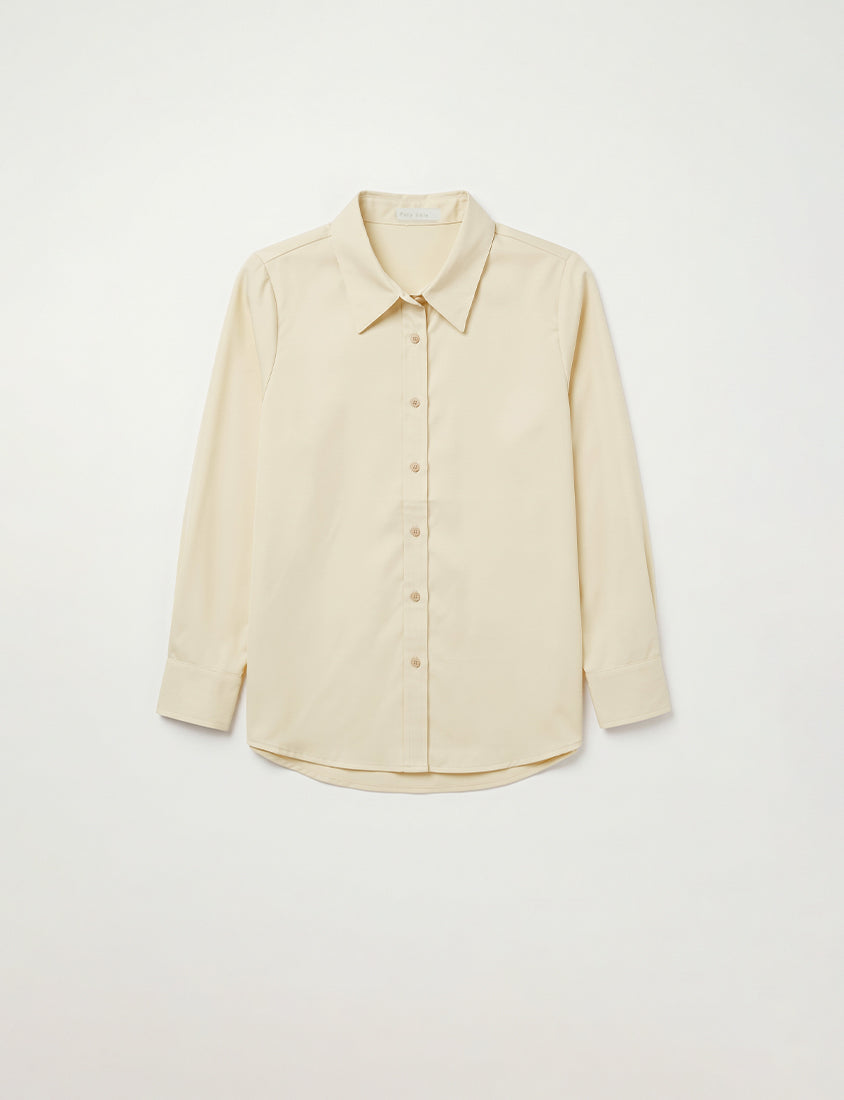 MISS. Easy-Care Contrast Color Long Sleeve Plus Size Shirt