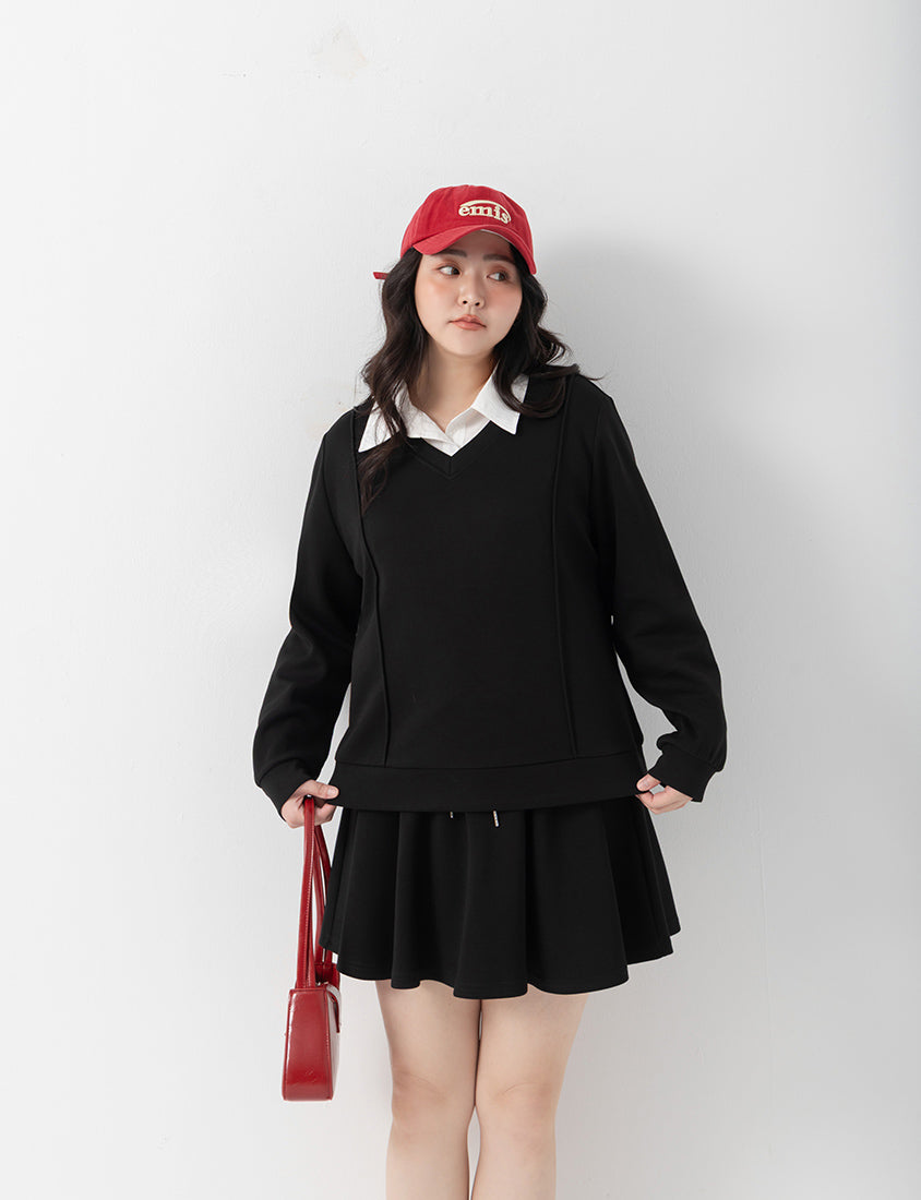 QQ Yogurt Touch Cotton Comfy A-Line Plus Size Mini Skirt