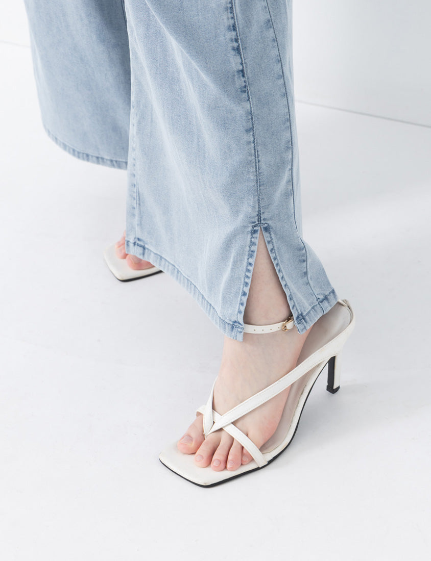 Lightweight Tencel Silky Denim Slit Plus Size Pants
