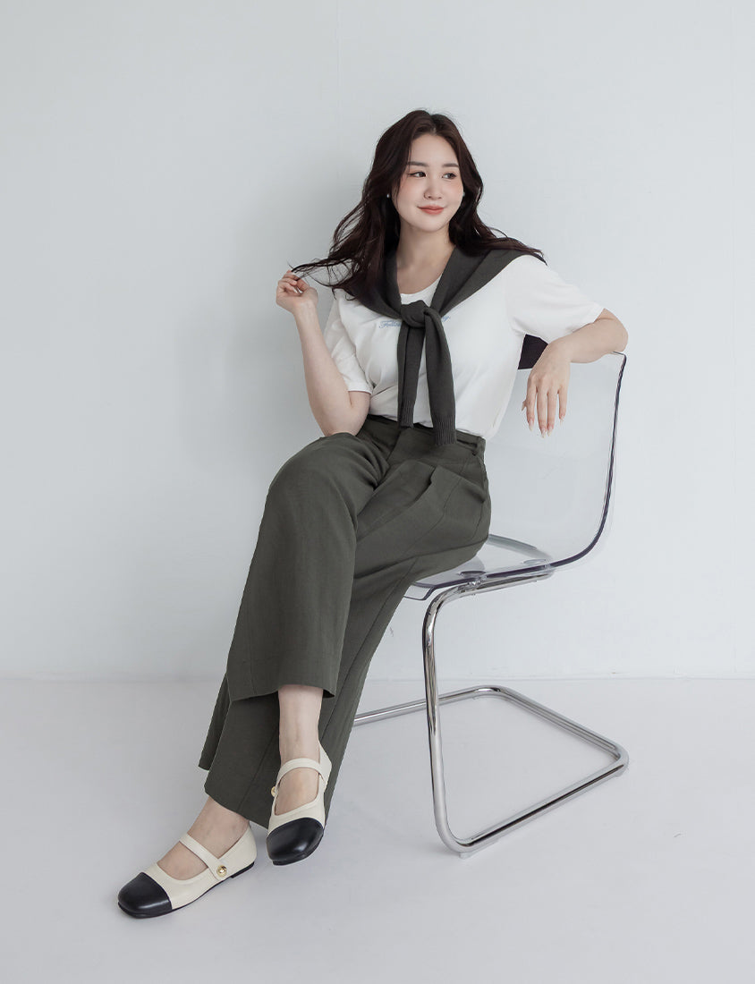 MISS. Tencel Linen Cropped Plus Size Tailored Pants