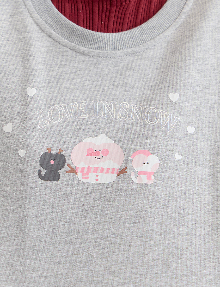 Winter Heart Print Plus Size Sweatshirt (Little Heart Collab)