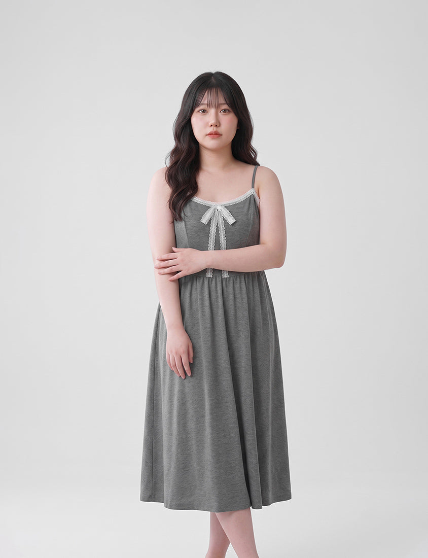 French Style Minimalist Adjustable Plus Size Cami Maxi Dress