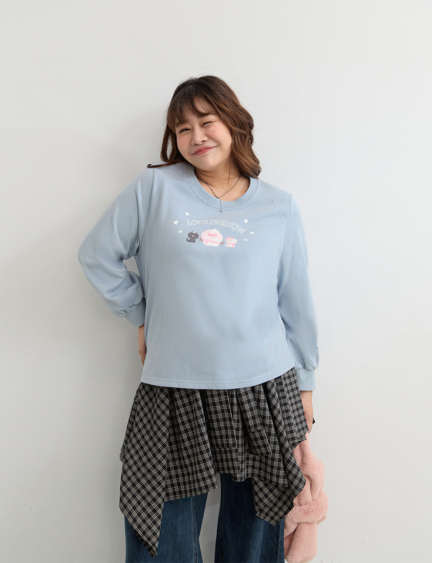 Winter Heart Print Plus Size Sweatshirt (Little Heart Collab)