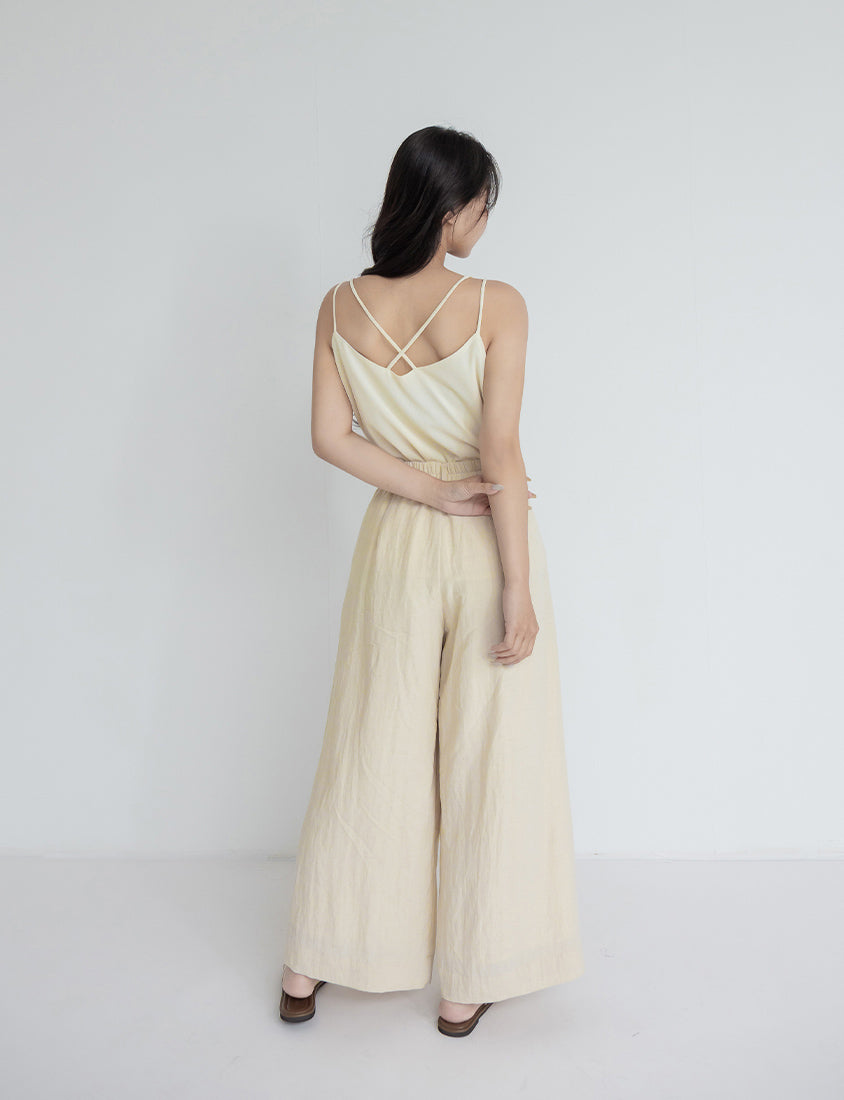 MISS. Tencel Linen Cropped Plus Size Tailored Pants
