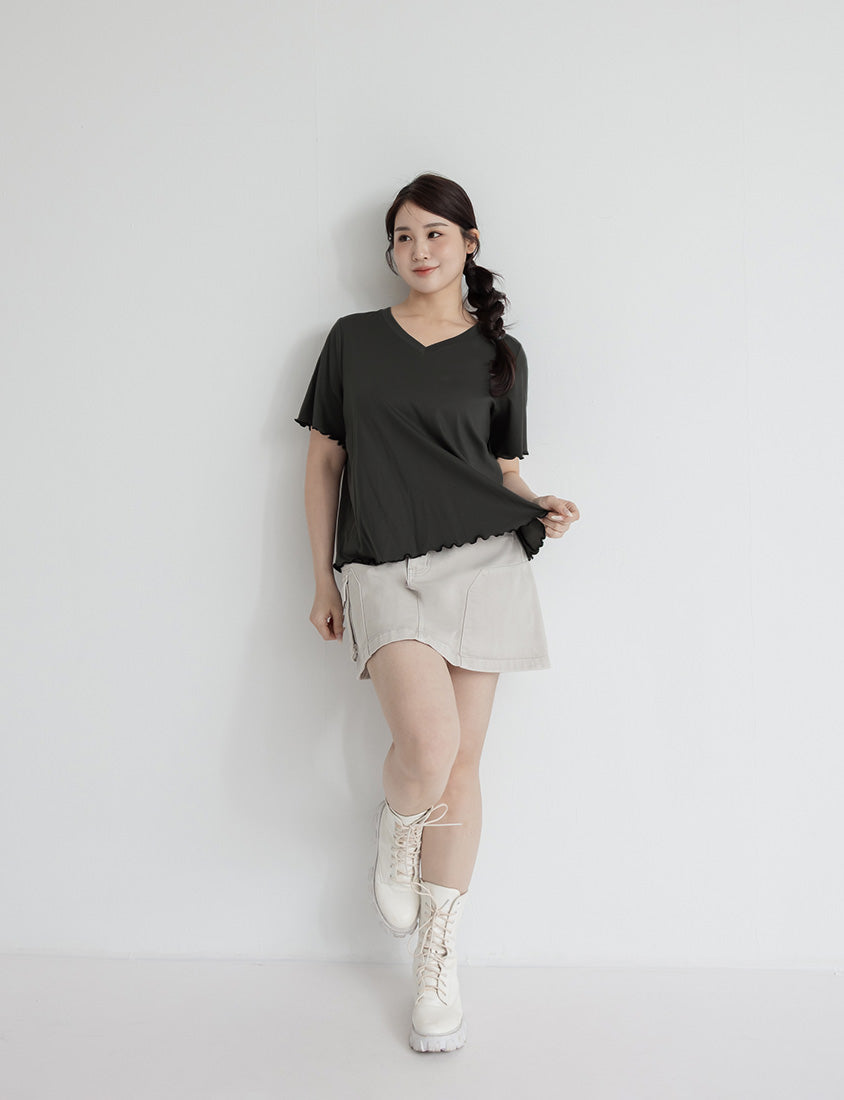 (V Neck) Zero Sweat Mark Cooling Plus Size Tee